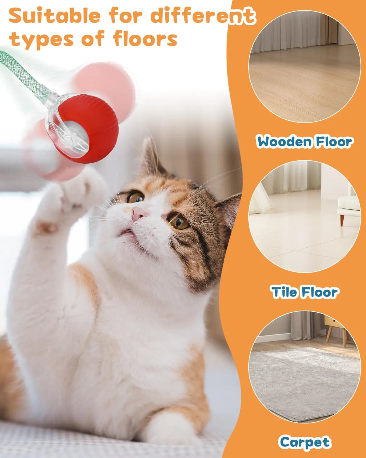 Balle interactive pour chat - Balle roulante automatique avec queue - Soins pour animaux plus intelligents