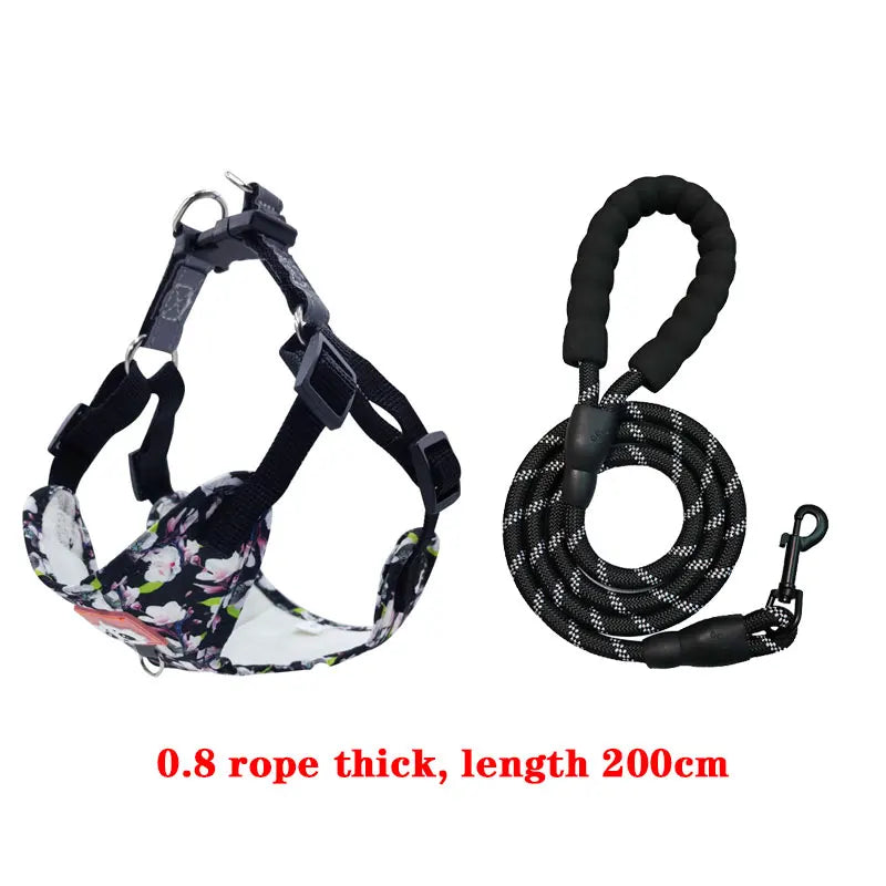 Adjustable Dog Harness & Leash Set with Reflective Strips
