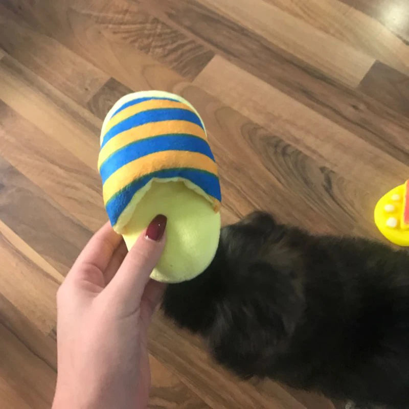 Squeaky Plush Slipper Chew Toy for Small Dogs