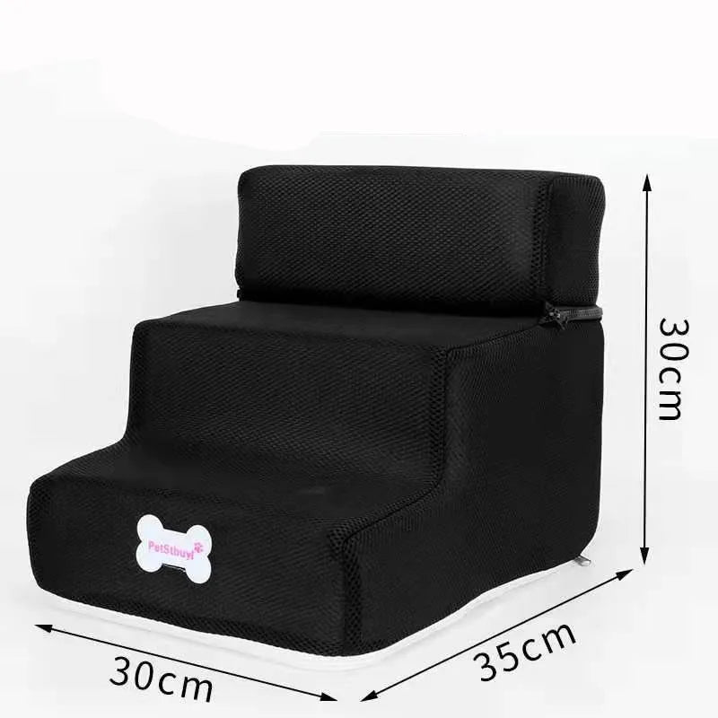 Anti-Slip Pet Stairs with Removable Washable Cover – 2 or 3 Step Ramp for Dogs & Cats
