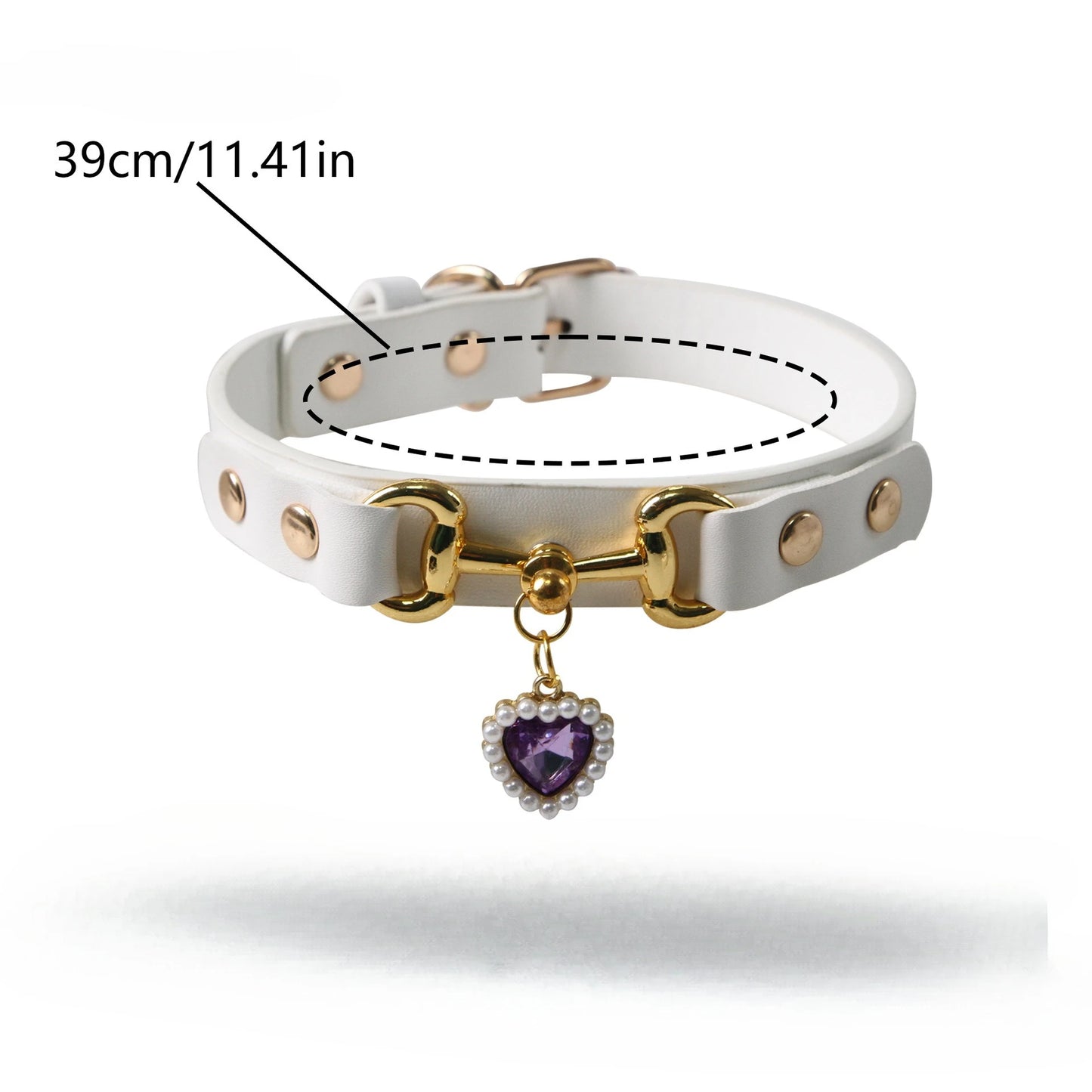 Heart Print Leather Collar for Small Dogs & Cats