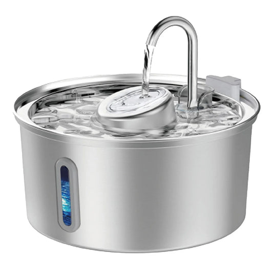 3L Stainless Steel Pet Water Dispenser with Visible Water Level Window