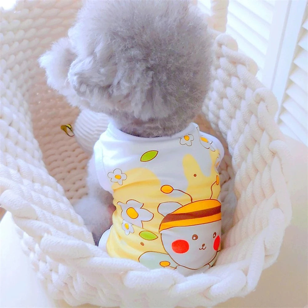 Cartoon Print Sleeveless Vest for Small Dogs & Cats