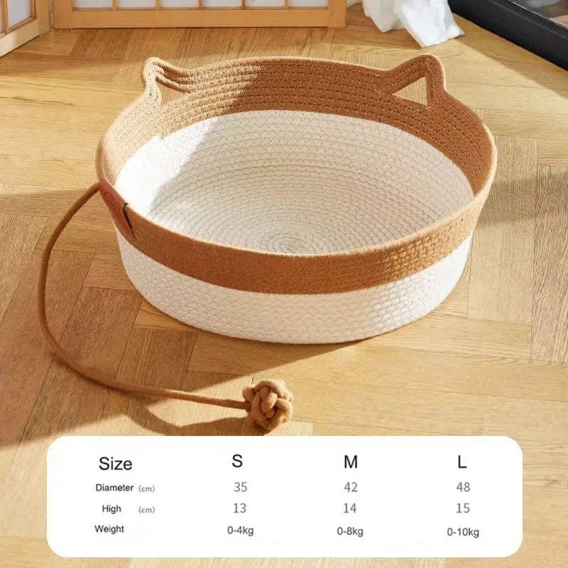 Hand-Woven Rattan Cat Bed – Summer Cooling