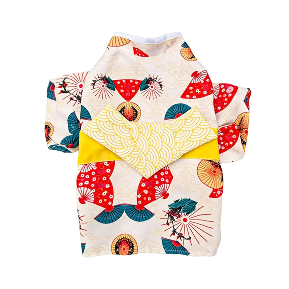 Japanese Bow Print Pet Kimono for Cats & Small Dogs