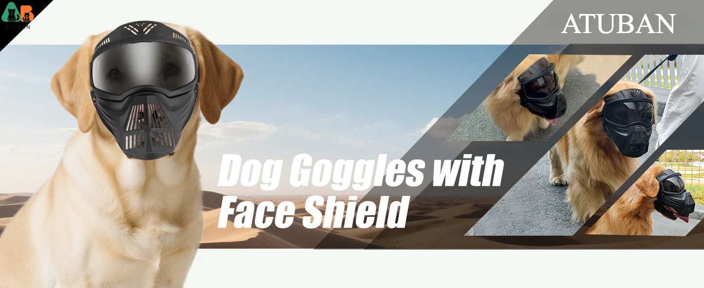 Lunettes pour chien avec écran facial – Masque réglable pour grandes races