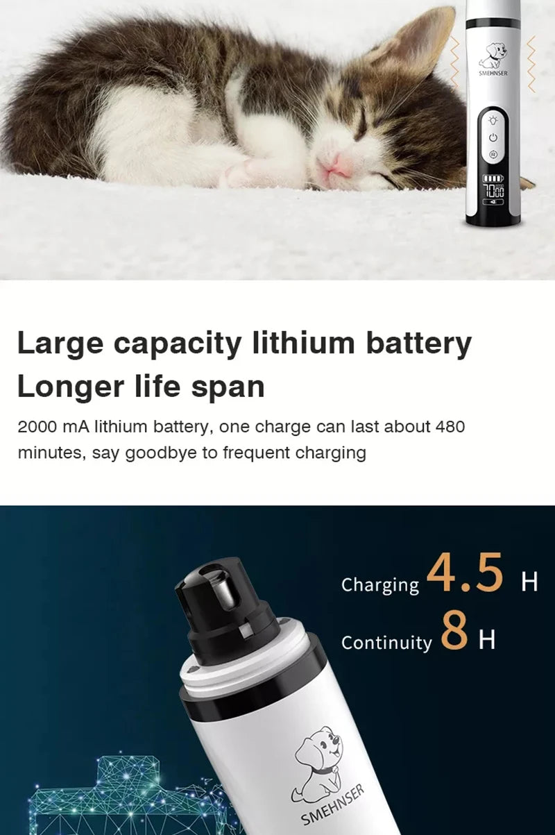 USB Rechargeable Pet Nail Grinder with LED