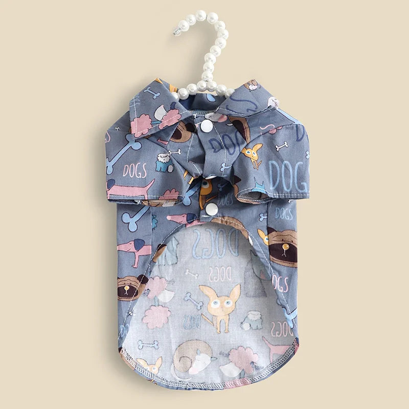 Cartoon Print T-Shirt for Cats & Small Dogs