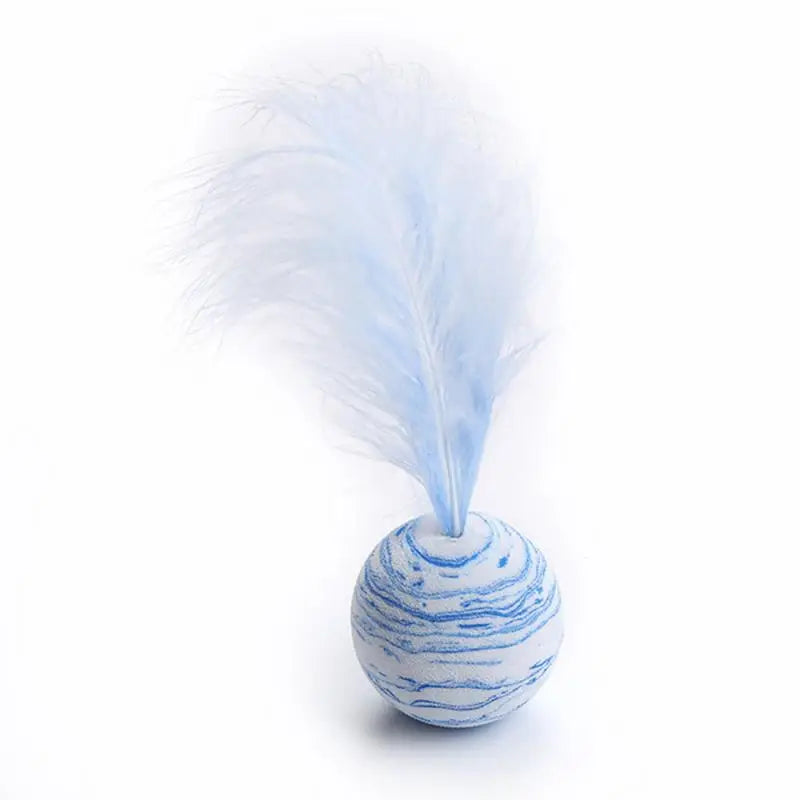 Balle en mousse avec plumes pour chat