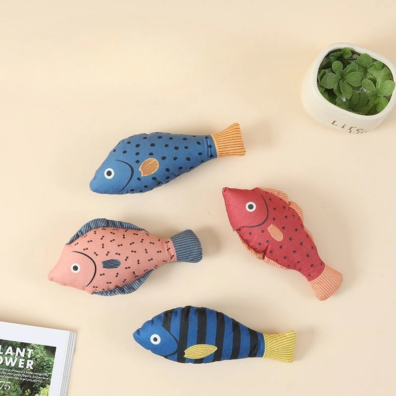 Interactive Plush Fish Cat Toy