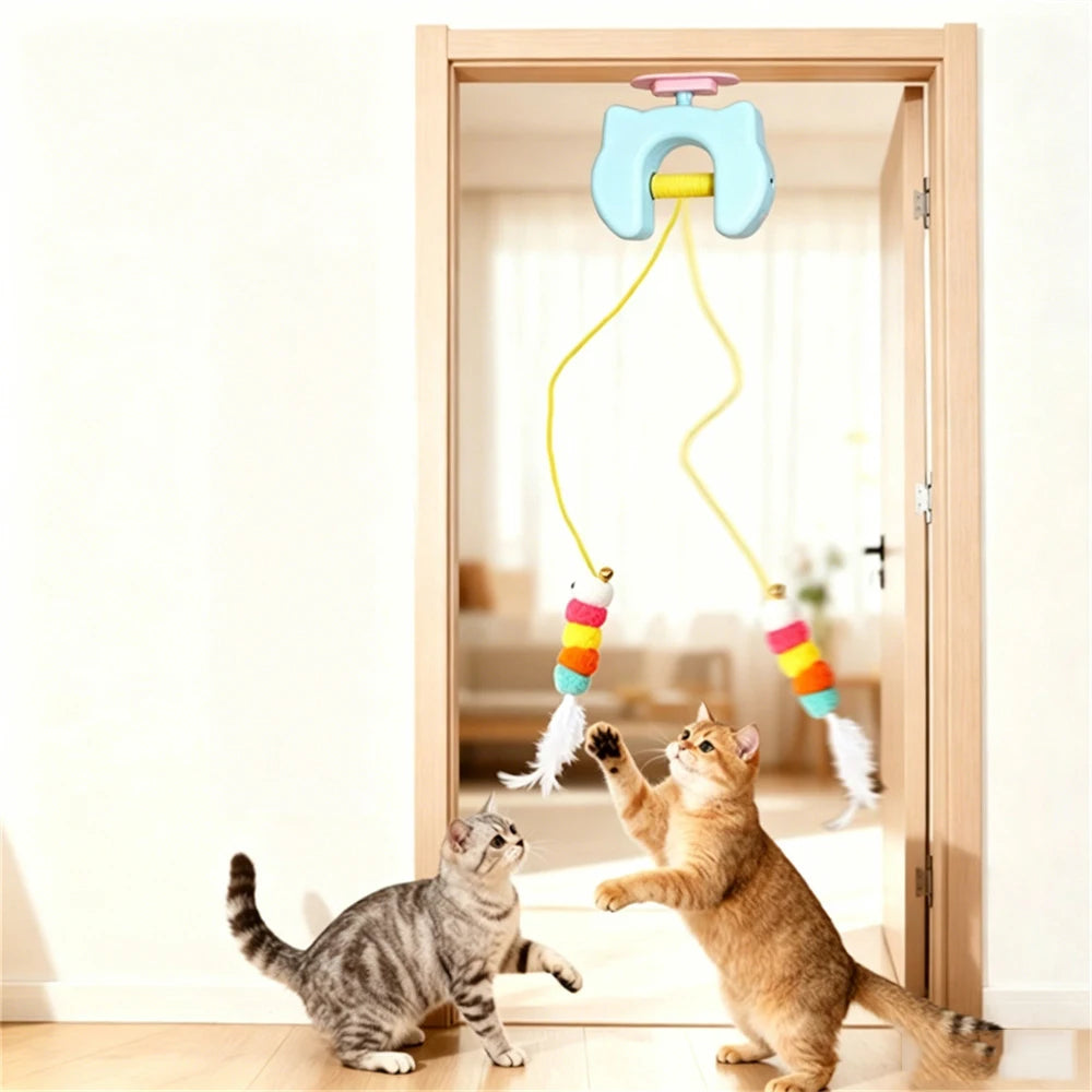 Automatic Telescopic Cat Wand Toy with 180cm Elastic Rope