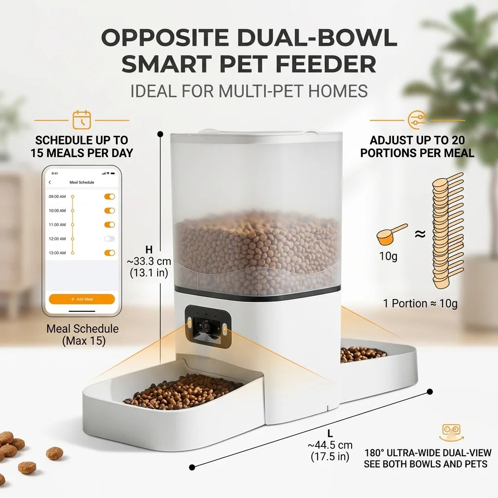6L Smart Dual-Bowl Pet Feeder with 180° Dual Camera & WiFi