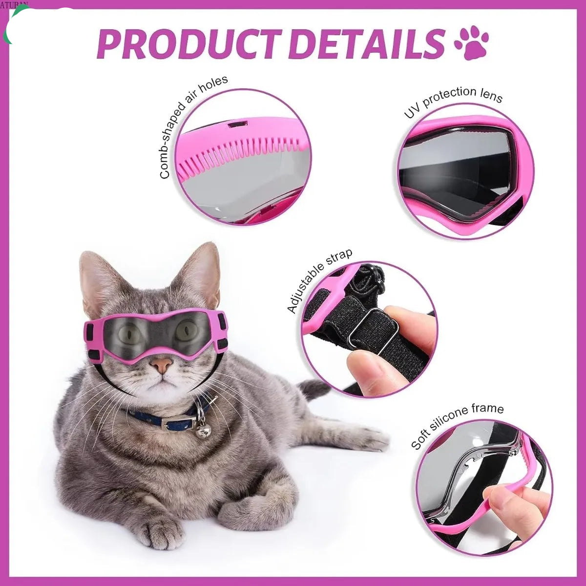 Cat Sunglasses - UV Protection Goggles for Small Pets