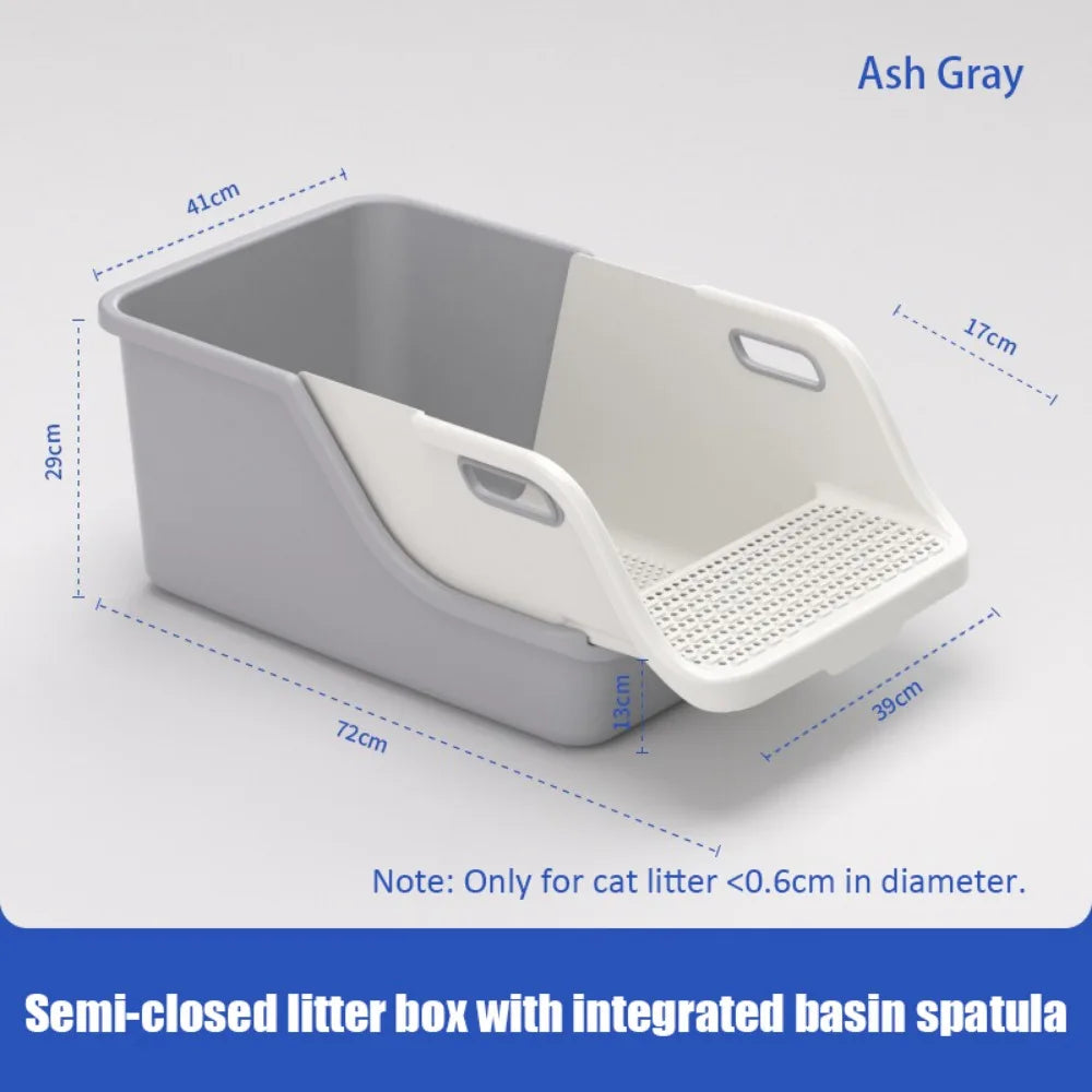 Extra Large Semi-Enclosed Cat Litter Box — Splash-Proof, Easy-Clean, Multi-Cat