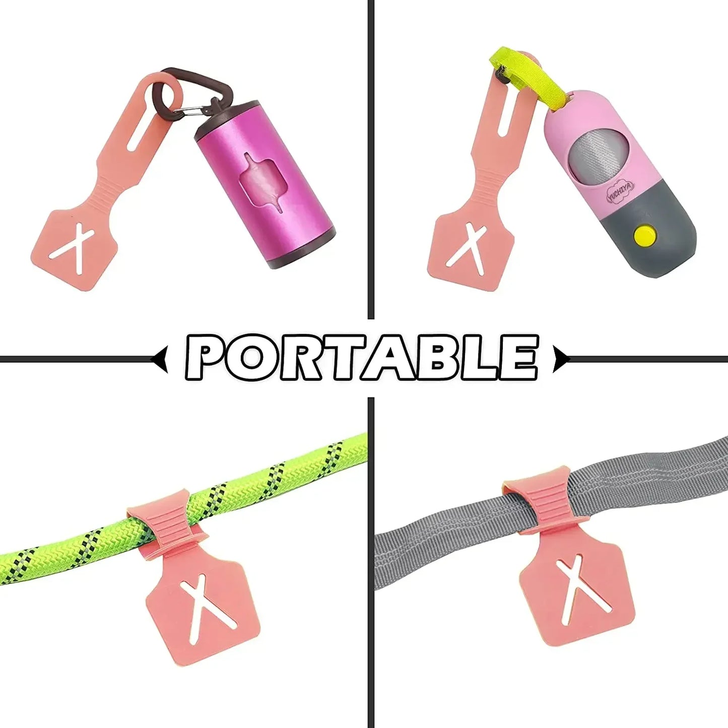 Silicone Dog Poop Bag Holder - Hands-Free Waste Bag Dispenser Clip