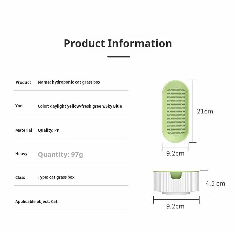 Kit de culture d'herbe à chat hydroponique – Ensemble de plantation sans terre pour friandises fraîches pour chats