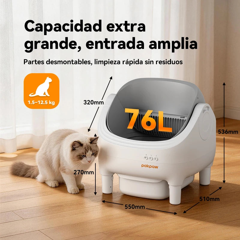 76L Large Automatic Self-Cleaning Cat Litter Box – Smart Open Sandbox
