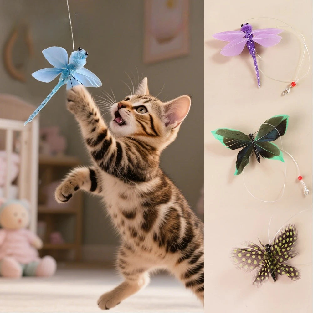 Hands-Free Butterfly Cat Wand Toy with Suction Cup & Bell