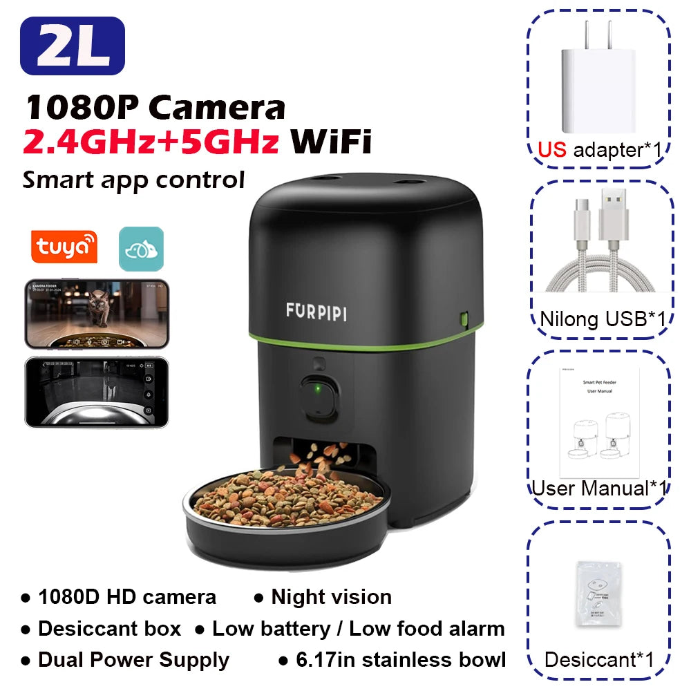 Smart Camera Pet Feeder with 1080P HD & 5G WiFi