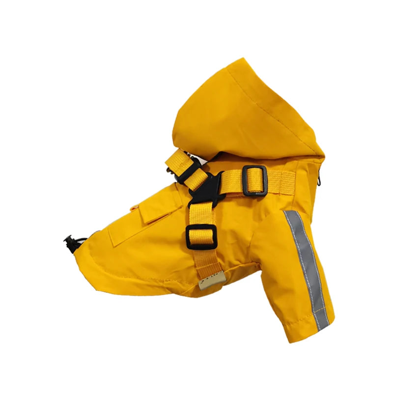 Reflective Waterproof Dog Raincoat with Built-In Harness