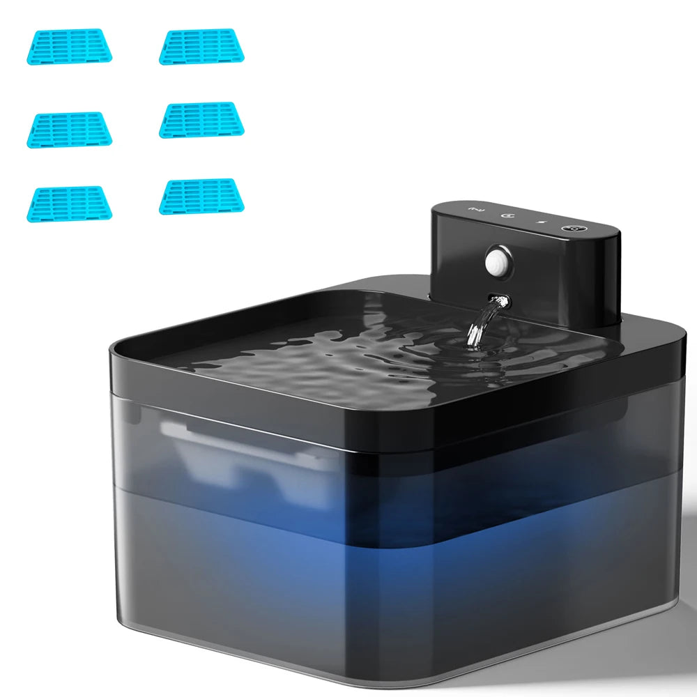 Fontaine à eau sans fil pour animaux de compagnie 2,2 L – Gamelle intelligente à induction pour chats et chiens avec filtre