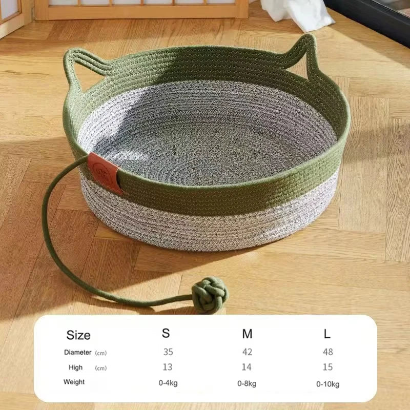 Hand-Woven Rattan Cat Bed – Summer Cooling