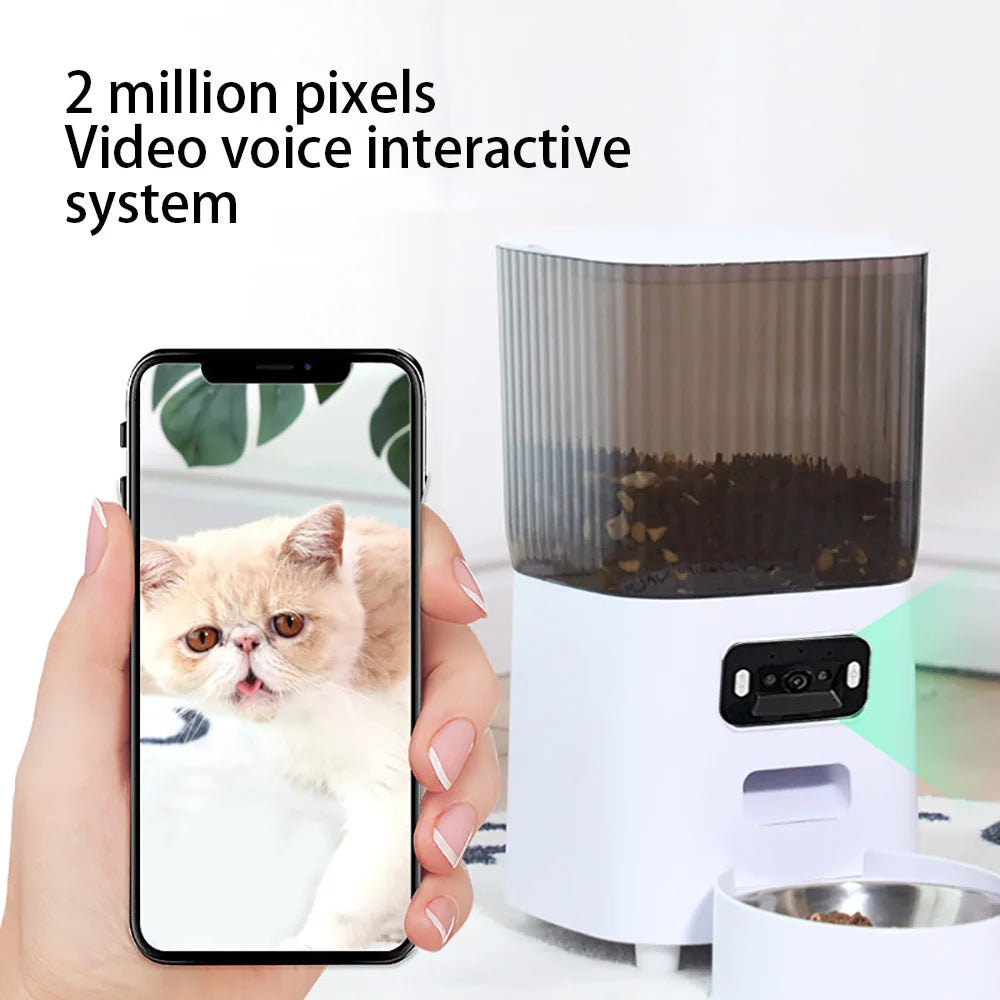 5L Smart Automatic Pet Feeder with Camera, Double Bowls & Voice Recorder