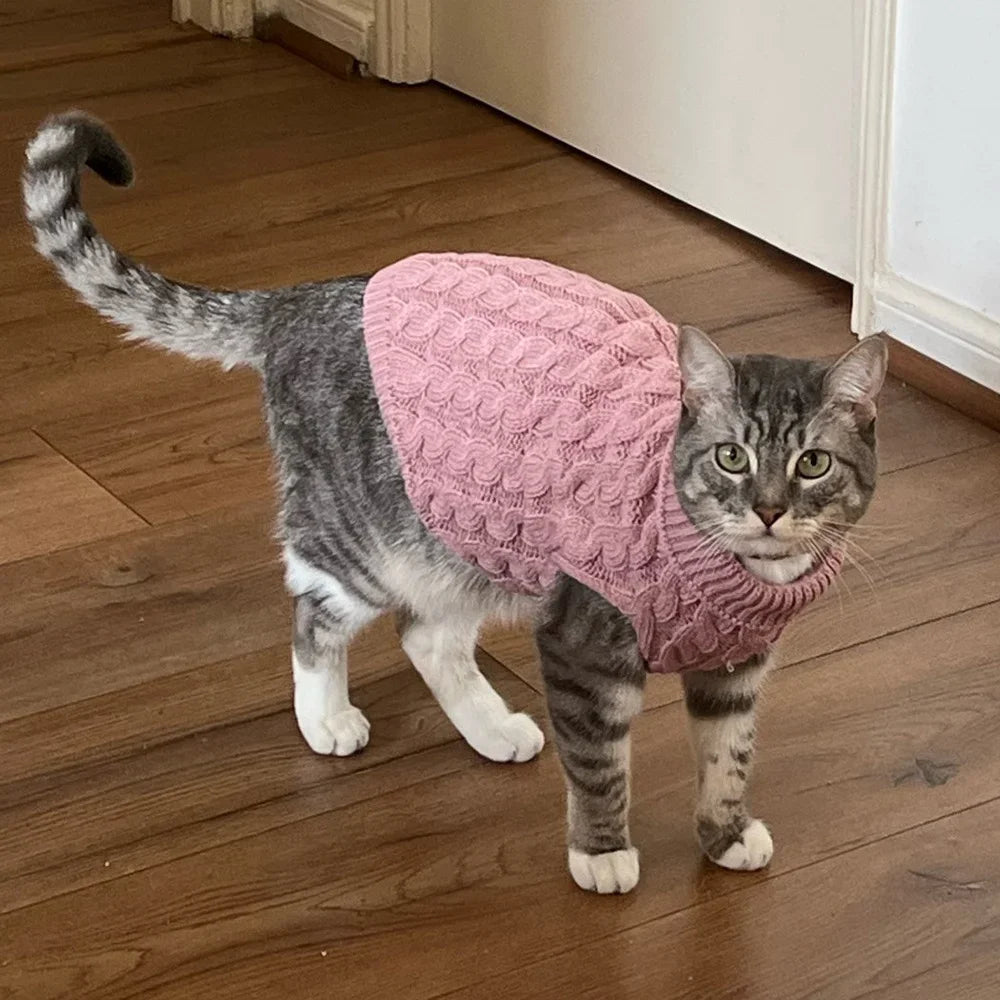 Knitted Pet Sweater for Cats & Small Dogs — 7 Colours, XS–XL