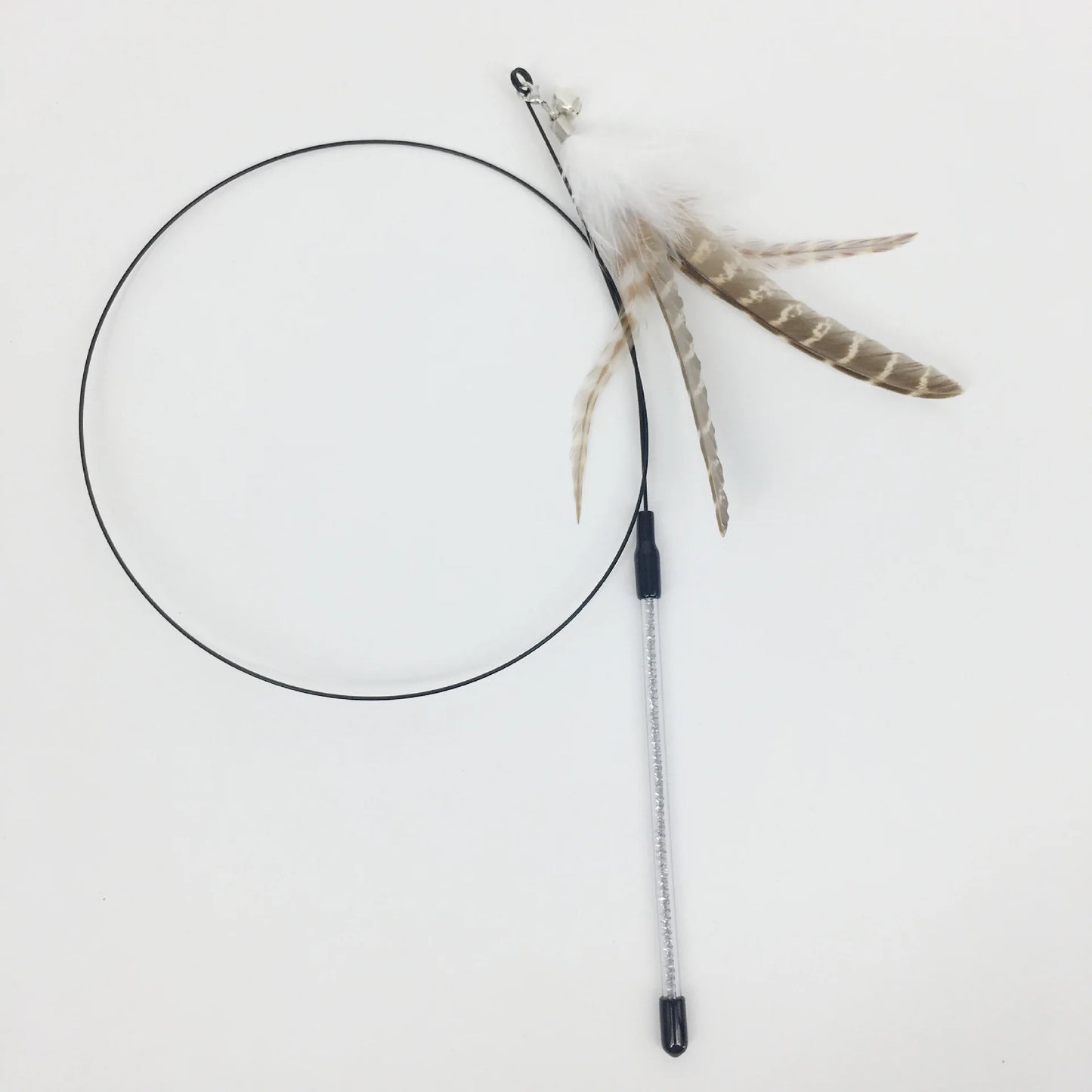 Interactive Feather Wand Cat Toy - Wire Teaser Stick for Kittens