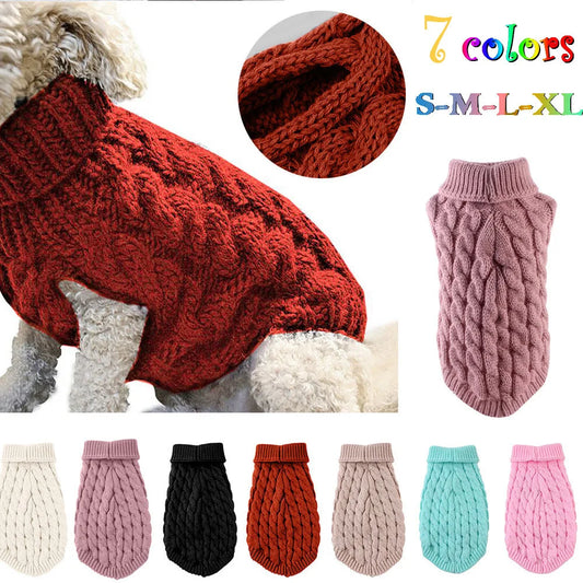 Dog Knit Pullover Sweater | Warm Autumn Winter Jumper for Small Dogs & Puppies
