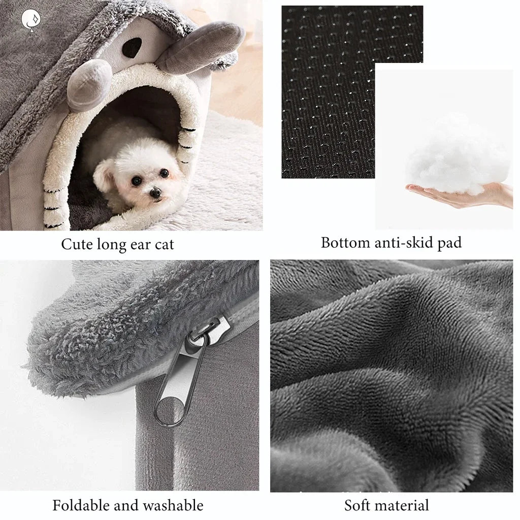 Foldable Plush Pet House for Cats & Small Dogs