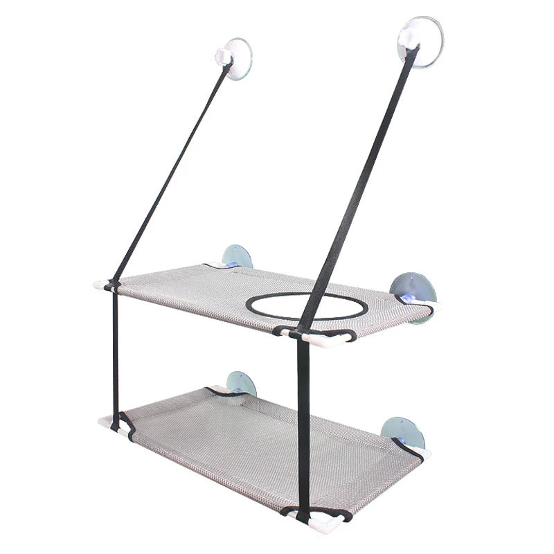 Double-Decker Window Cat Hammock – Suction Cup Bunk Bed for Cats