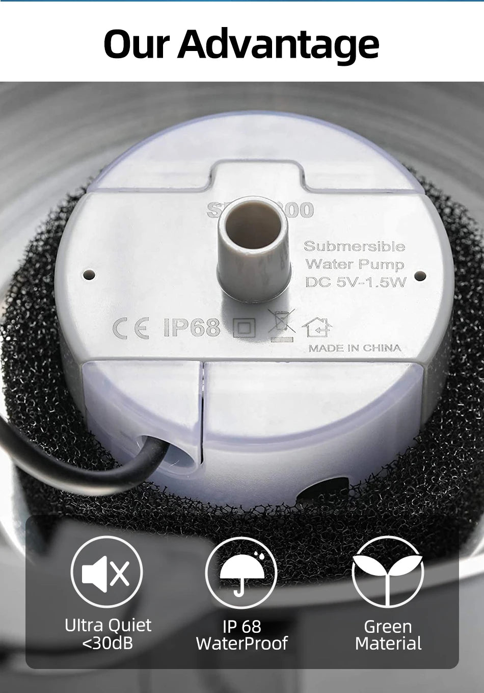 Pompe de rechange pour fontaine à eau en acier inoxydable - Moteur de distributeur d'eau pour animaux de compagnie