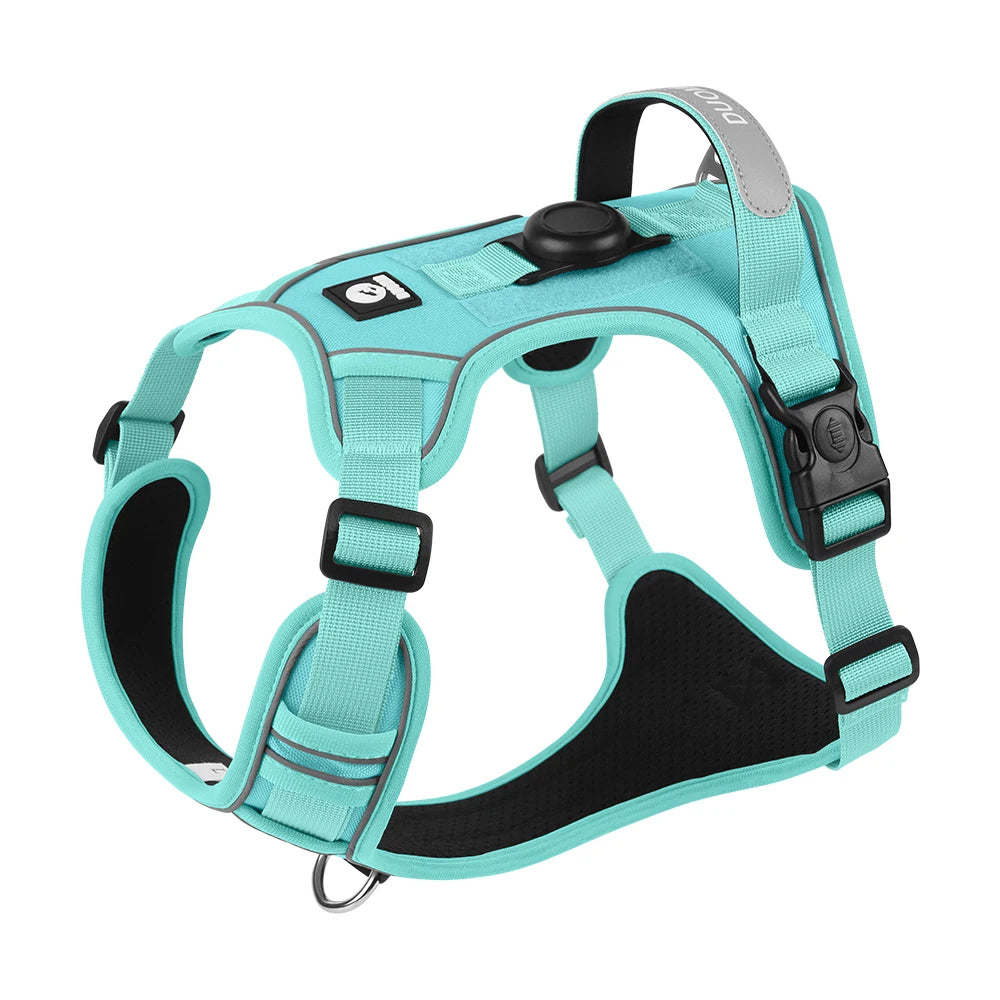 No-Pull Dog Harness with AirTag Holder, Handle & Front Clip — Reflective Padded Vest for Walking & Training