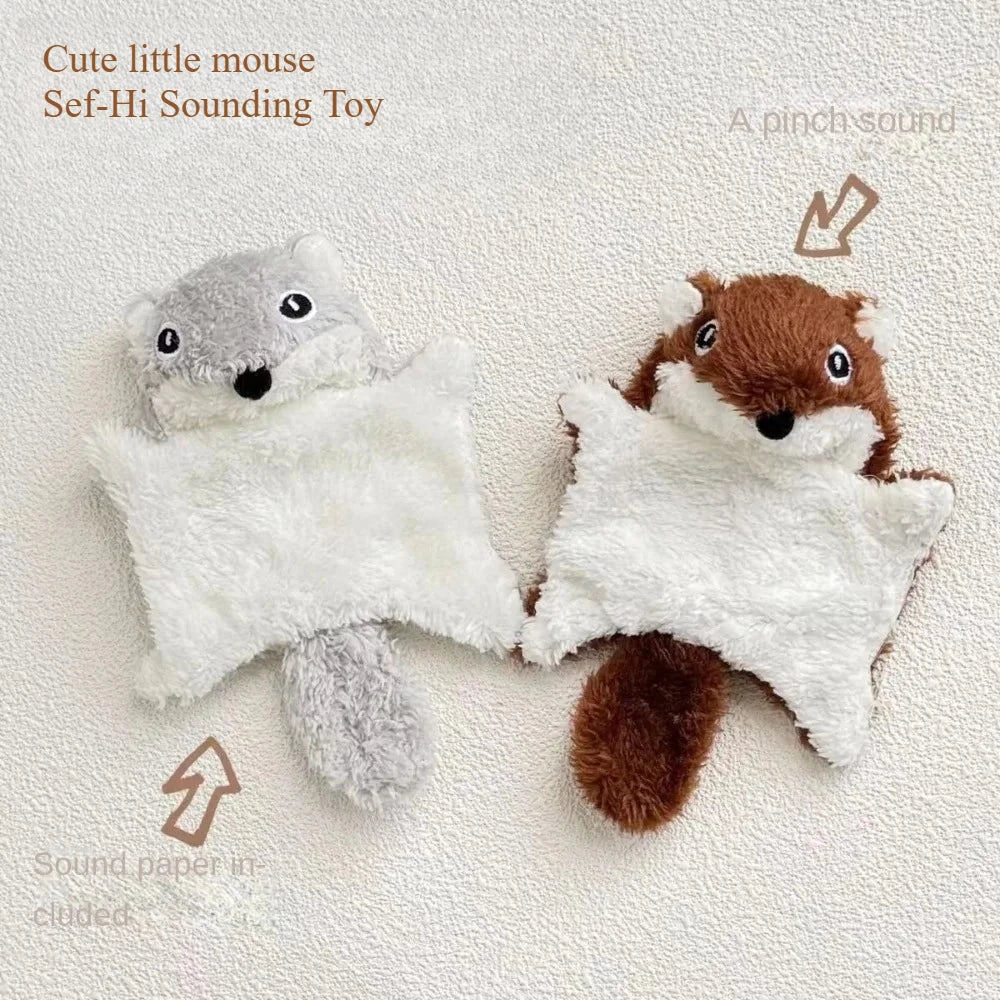 Plush Flying Squirrel Cat Teaser Toy with Crinkle Sound
