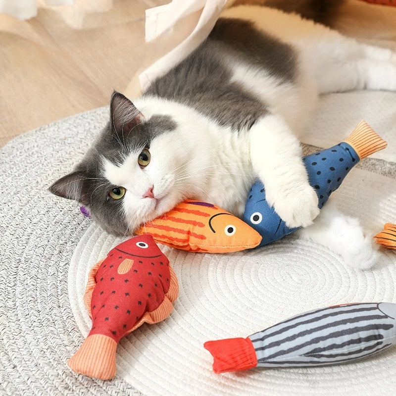 Interactive Plush Fish Cat Toy