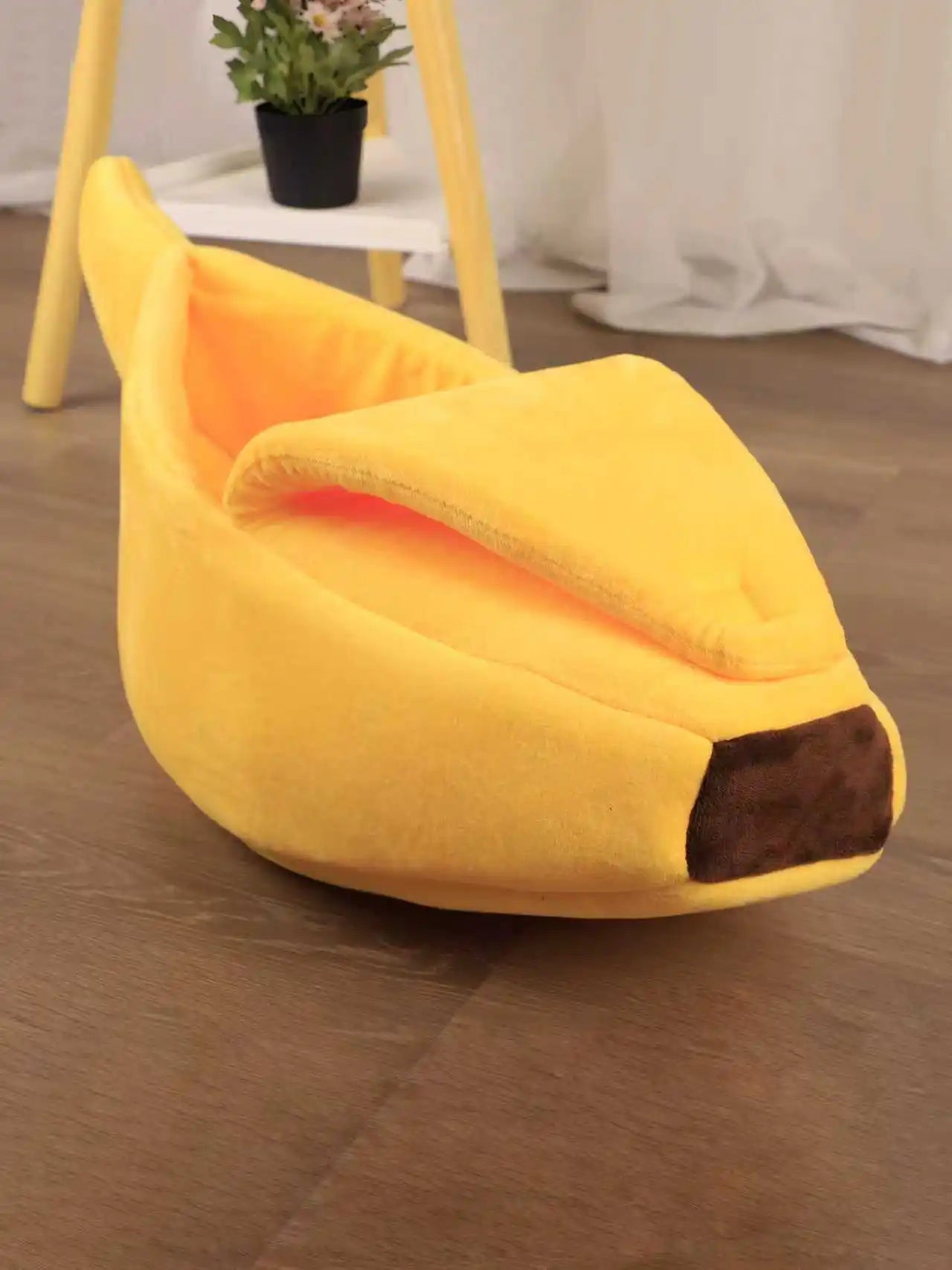 Lit pour animaux en forme de banane - Maison confortable pour chats et petits chiens