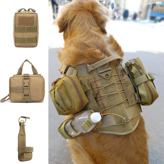 Dog Harness MOLLE Pouch Set with Belt