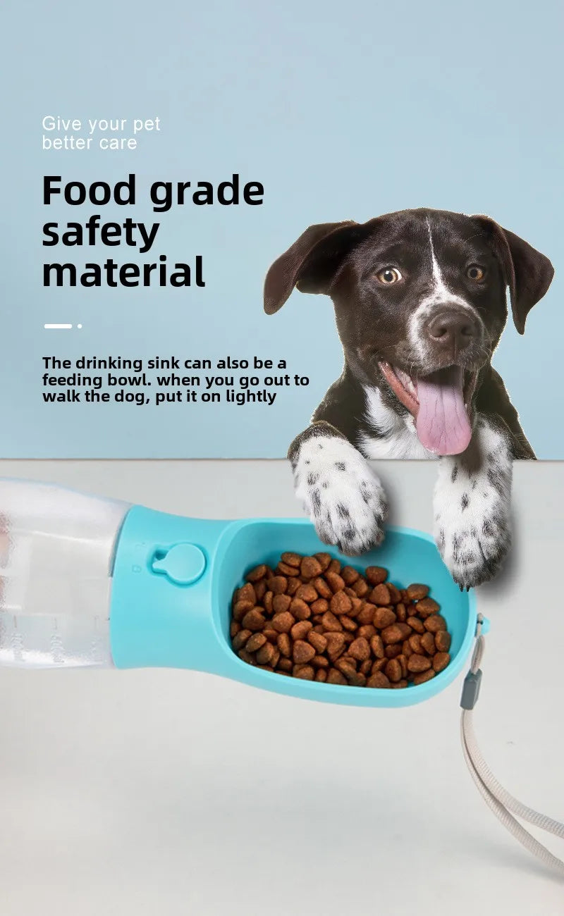 3-in-1 Dog Water Bottle with Food Storage & Waste Bag Holder