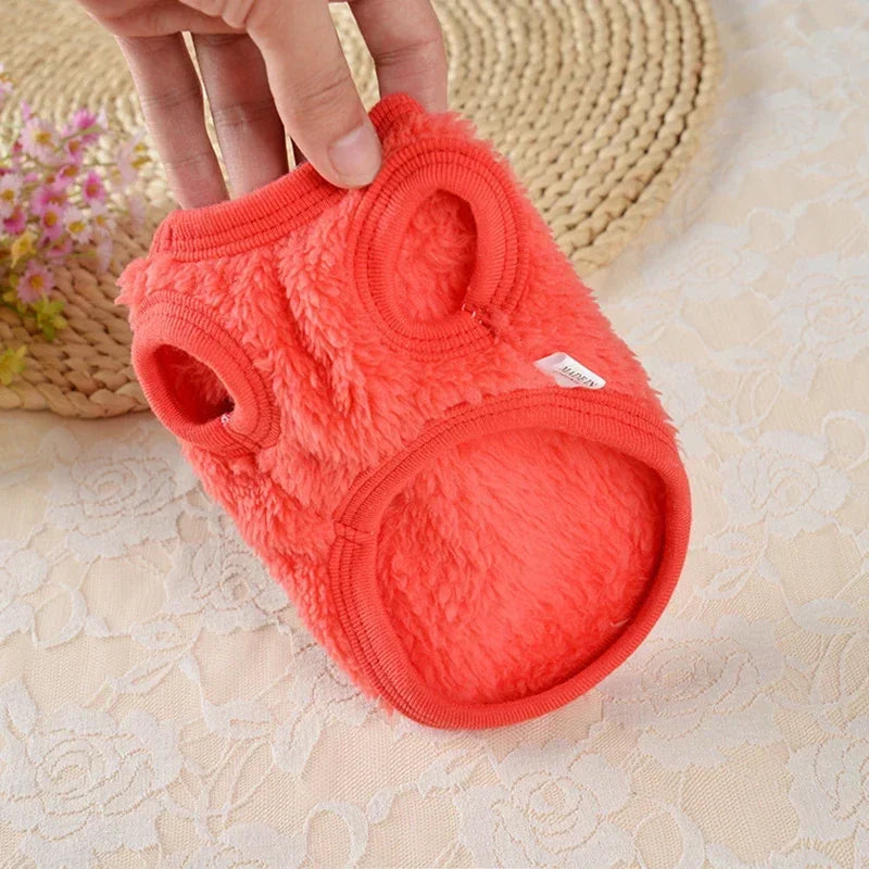 Cartoon Print Plush Vest for Small Animals & Kittens