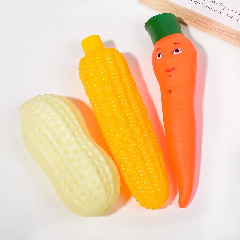 Squeaky Vegetable Dog Toy Set - Teeth Cleaning