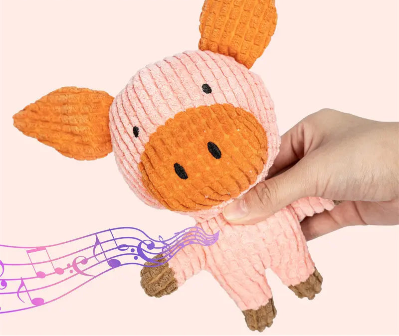 Jouet couineur interactif en peluche pour chien - Jouet à mâcher résistant en forme d'animal