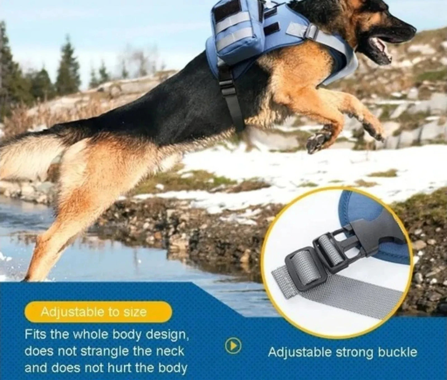 Harnais pour chien robuste avec sac à dos à poches latérales sécurisées
