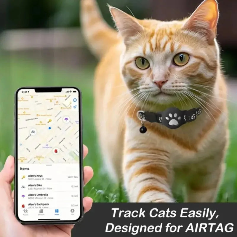 Reflective AirTag Pet Collar with Safety Buckle for Cats & Small Dogs