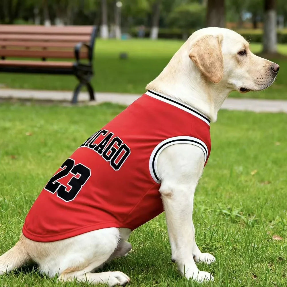 Maillot de refroidissement en maille pour chien de basket-ball de Chicago | Haut d'été respirant pour chiens de taille moyenne et grande