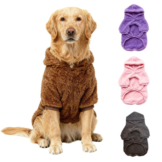 Plush Fleece Dog Hoodie | Soft Warm Winter Outdoor Coat for Medium & Large Dogs