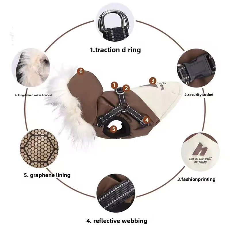Fleece Hooded Dog Jacket – Warm Plush Winter Coat for Dogs & Cats