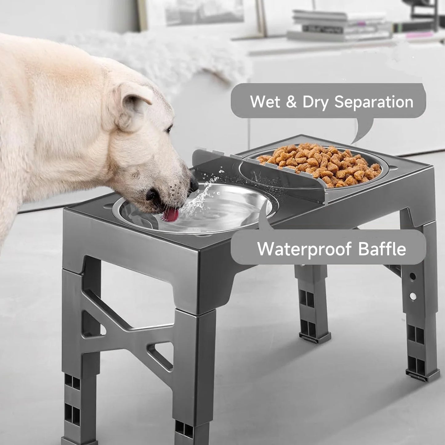 Adjustable Elevated Dog Feeder with Stainless Steel Bowls – 5 Heights
