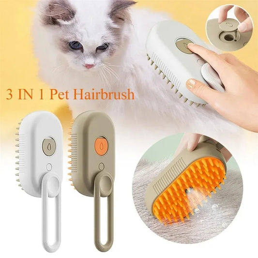 3-in-1 Electric Pet Steam Brush - Grooming, Cleaning & Massage Comb