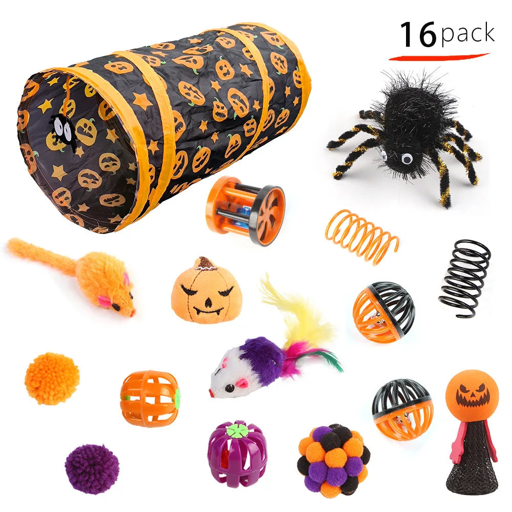 Halloween Cat Toy Variety Set with Wand, Mouse and Bell